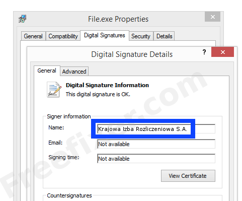 Screenshot of the Krajowa Izba Rozliczeniowa S.A. certificate